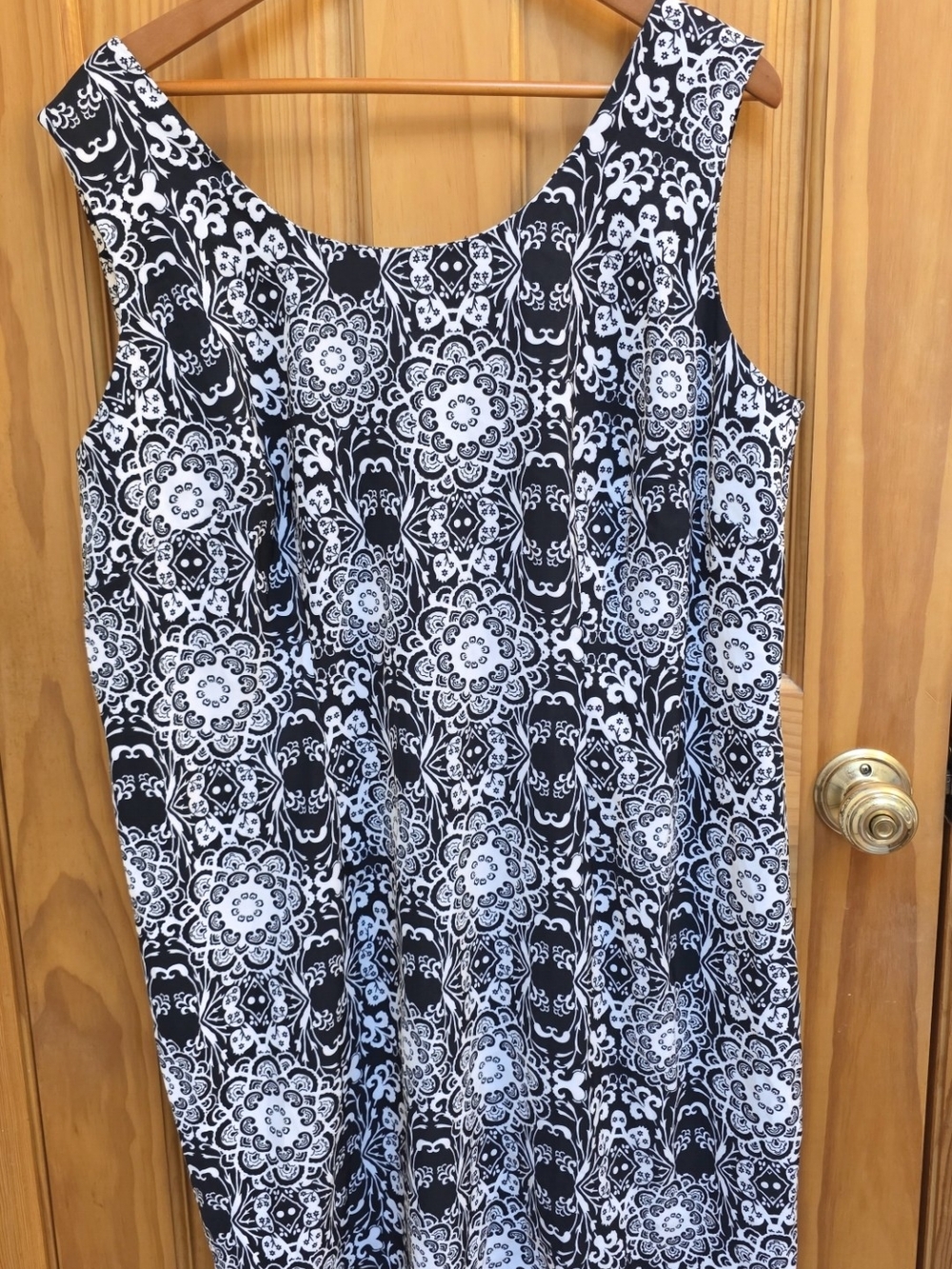 connected apparel Black and White Asymmetrical Printed Tank Dress